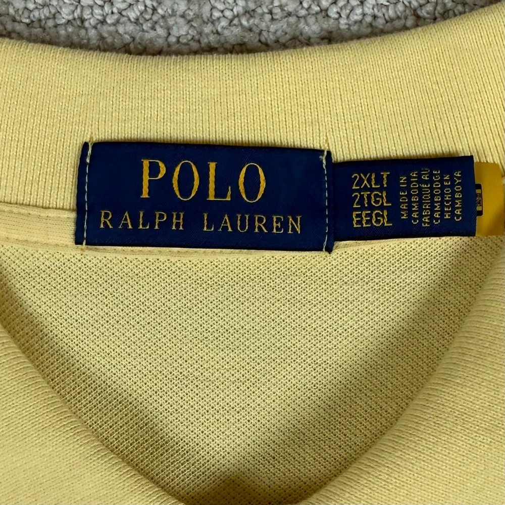 NEW Polo Ralph Lauren Mens 2XLT Yellow Cotton Mesh Short Sleeve Polo Shirt